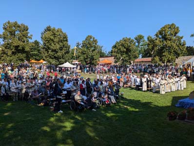 Menschen auf einer Wiese